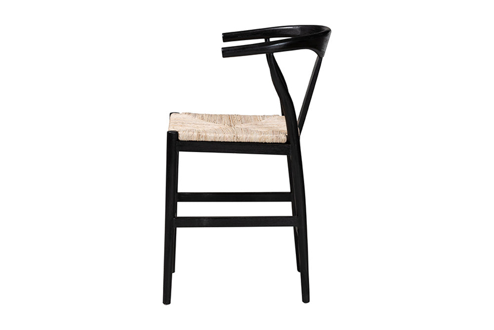 bali & pari  - Fika Counter Stool - Fika-Black Wood/Abaca White Weaving-CS view 3