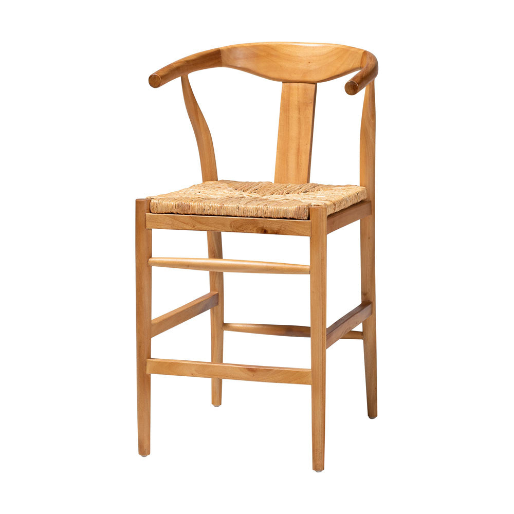 bali & pari - Fika Counter Stool in Honey/Natural Brown - Fika-Natural Wood/Abaca White Weaving-CS view 1
