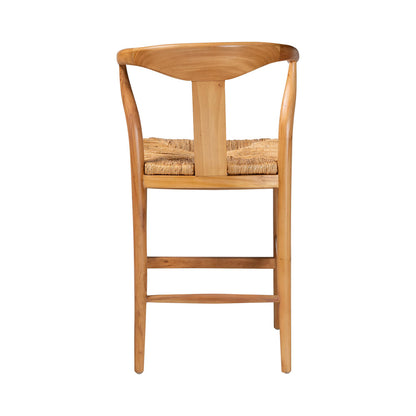 bali & pari - Fika Counter Stool in Honey/Natural Brown - Fika-Natural Wood/Abaca White Weaving-CS view 4