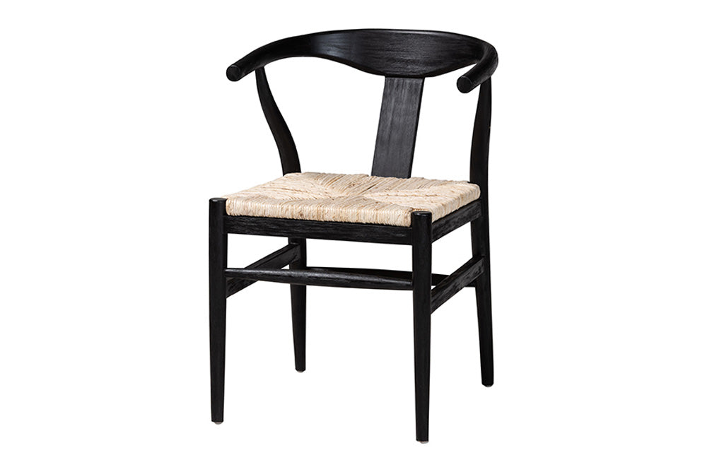 bali & pari  - Fika Dining Chair - Fika-Black Wood/Abaca White Weaving-DC view 1