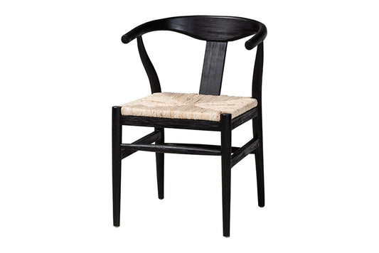 bali & pari  - Fika Dining Chair - Fika-Black Wood/Abaca White Weaving-DC view 1