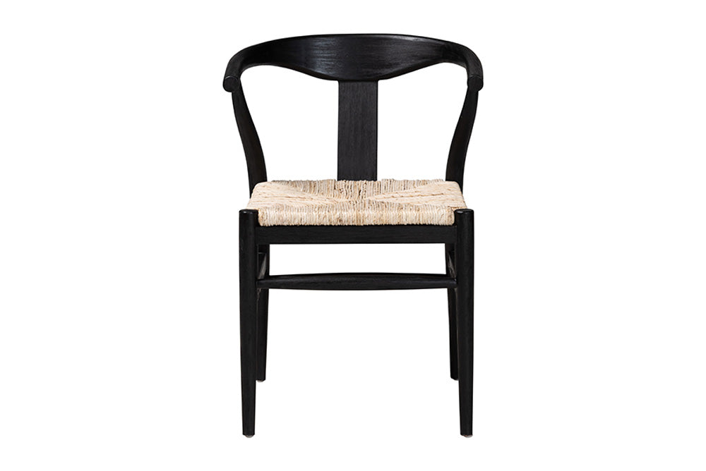 bali & pari  - Fika Dining Chair - Fika-Black Wood/Abaca White Weaving-DC view 2