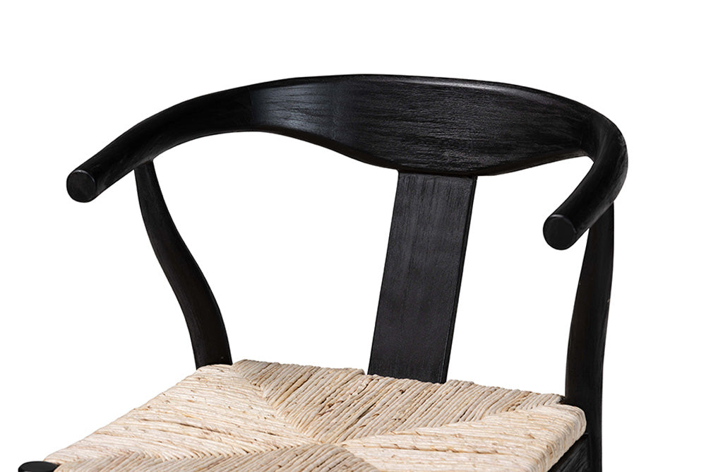 bali & pari  - Fika Dining Chair - Fika-Black Wood/Abaca White Weaving-DC view 6