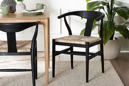 bali & pari  - Fika Dining Chair - Fika-Black Wood/Abaca White Weaving-DC view 8