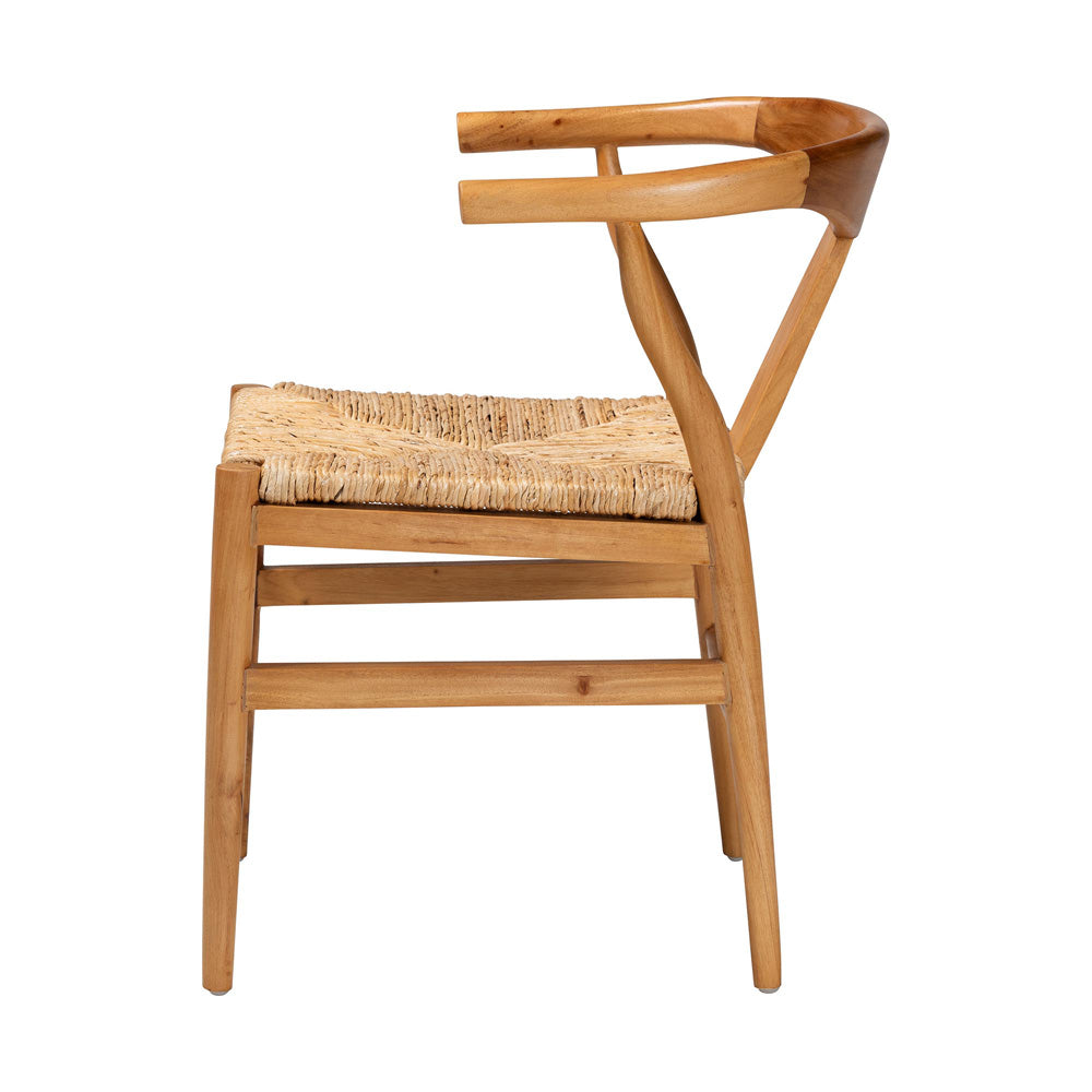 bali & pari - Fika Dining Chair in Honey/Natural Brown - Fika-Natural Wood/Abaca White Weaving-DC view 3