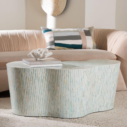 bali & pari - FiorellaCoffee Table in White/Aquamarine - F2508-FT6-Capiz-CT view 8