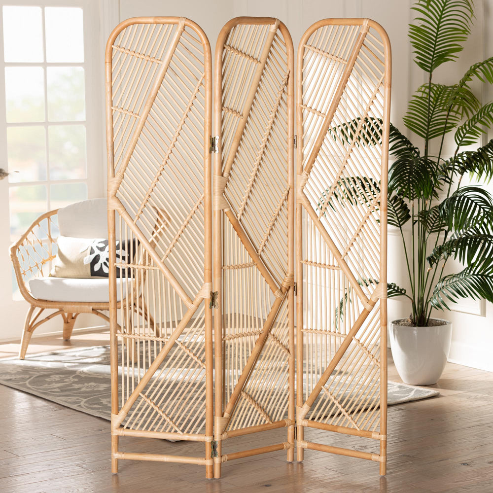 bali & pari - Firenze Room Divider in Natural Brown - DIV007-Rattan-Natural-RD view 3