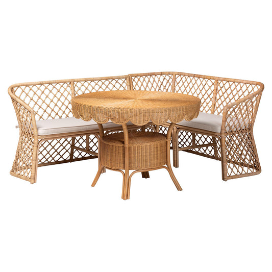bali & pari - Frayne Dining Set in Light Honey - Aysi/Palm Short-3PC Dining Set view 1