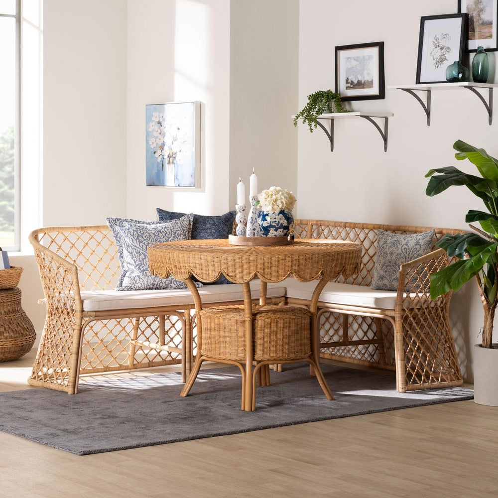 bali & pari - Frayne Dining Set in Light Honey - Aysi/Palm Short-3PC Dining Set view 9