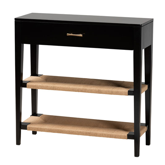 bali & pari - Freya Console Table in Black/Natural Brown/Brass - FIB3-Console view 1