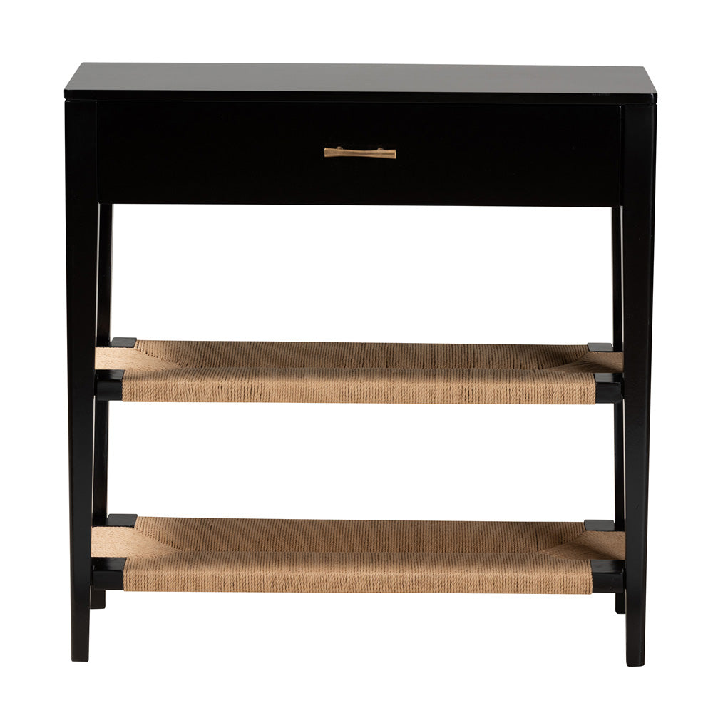 bali & pari - Freya Console Table in Black/Natural Brown/Brass - FIB3-Console view 3