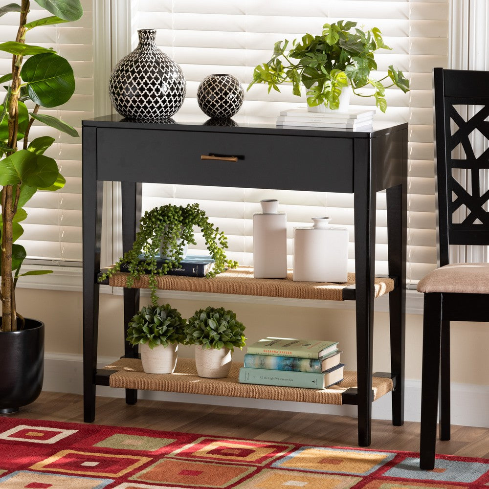 bali & pari - Freya Console Table in Black/Natural Brown/Brass - FIB3-Console view 8