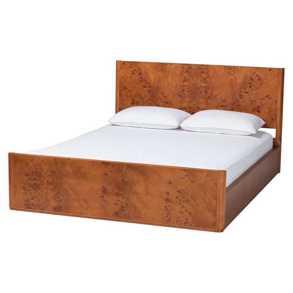 bali & pari - Fuentes Queen Size Bed in Light Cherry Mappa Burl - SW8651-Light Cherry/Mappa Burl Veneer-Queen view 1