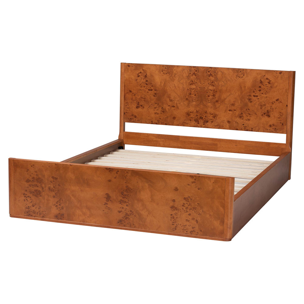 bali & pari - Fuentes Queen Size Bed in Light Cherry Mappa Burl - SW8651-Light Cherry/Mappa Burl Veneer-Queen view 3