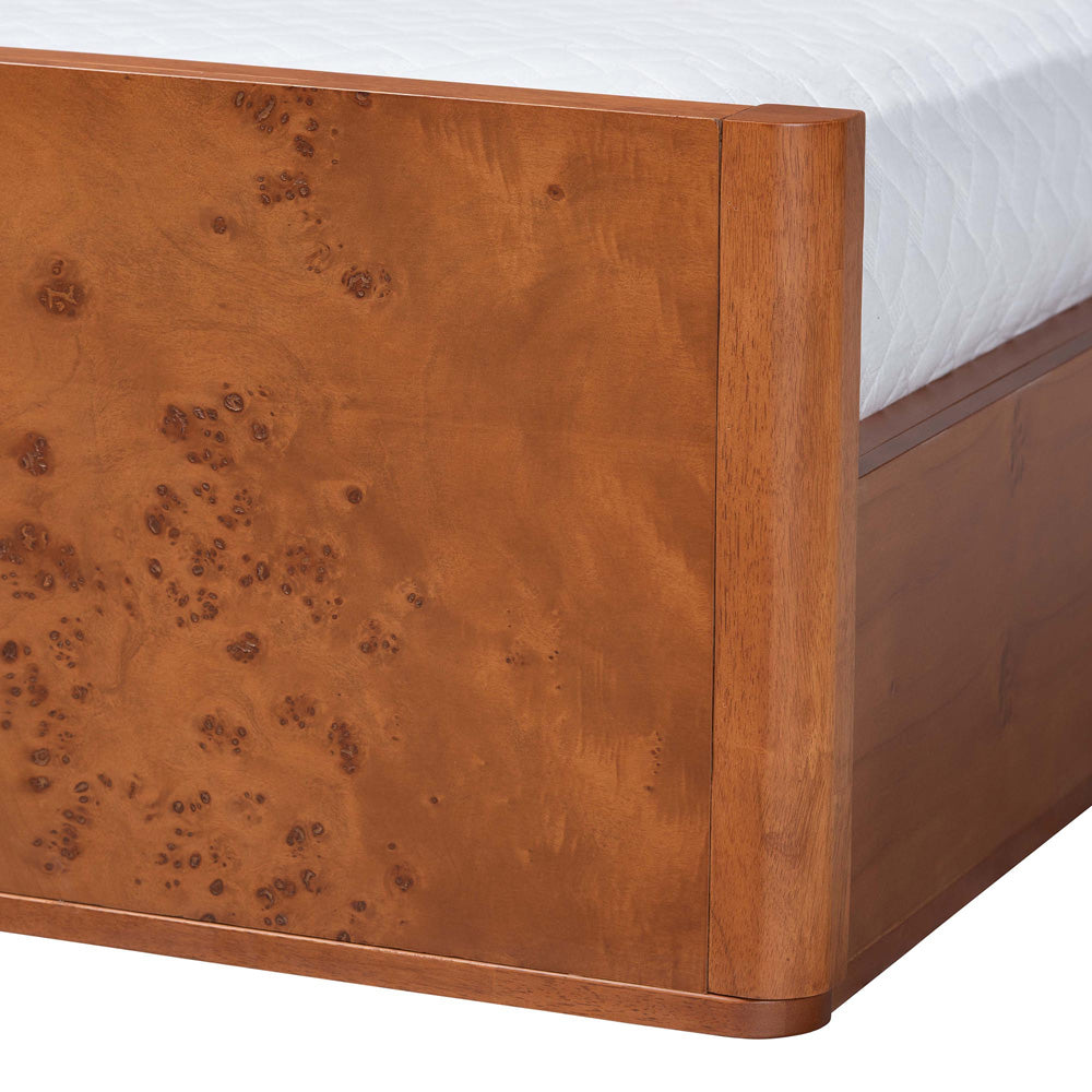 bali & pari - Fuentes Queen Size Bed in Light Cherry Mappa Burl - SW8651-Light Cherry/Mappa Burl Veneer-Queen view 5