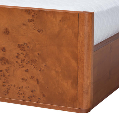 bali & pari - Fuentes Queen Size Bed in Light Cherry Mappa Burl - SW8651-Light Cherry/Mappa Burl Veneer-Queen view 5