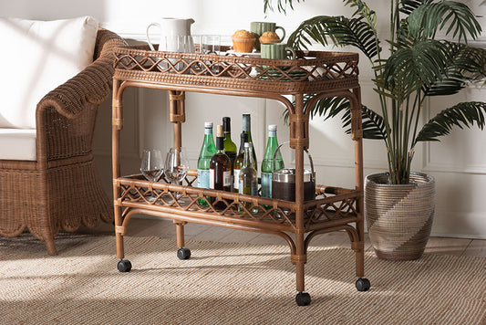bali & pari - Fumiyo Cart - WS247-Medium Brown Rattan-Cart view 2