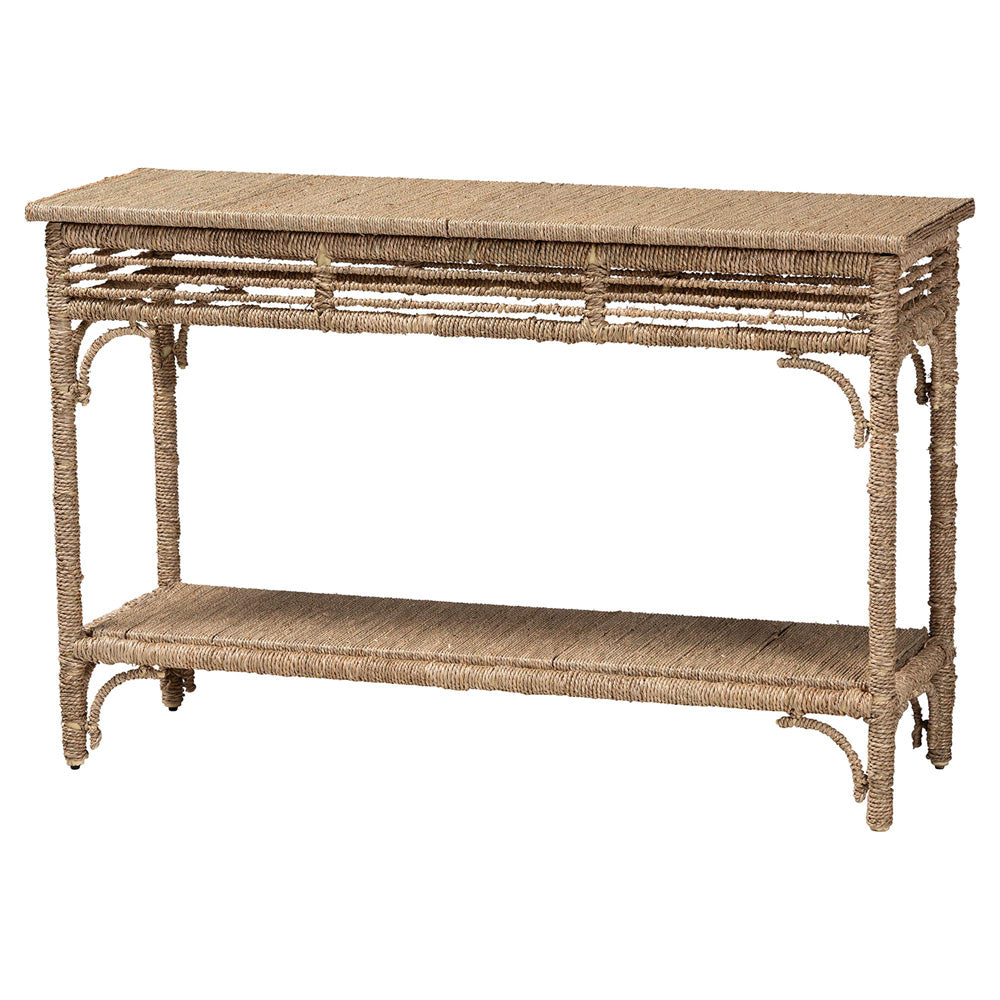 bali & pari - Ganit Console Table in Natural Brown - F248-FT3-Seagrass-Console Table view 1