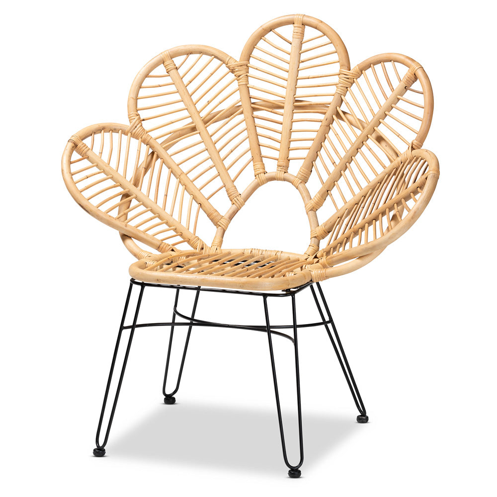 bali & pari - Garan Chair in Natural Brown/Black - Leaf-Rattan-CC view 1