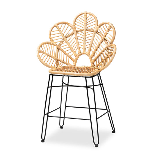 bali & pari - Garan Counter Stool in Natural Brown/Black - Leaf-Rattan-CS view 1