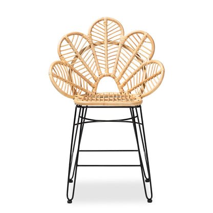 bali & pari - Garan Counter Stool in Natural Brown/Black - Leaf-Rattan-CS view 2