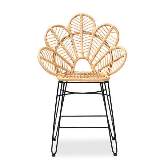 bali & pari - Garan Counter Stool in Natural Brown/Black - Leaf-Rattan-CS view 2