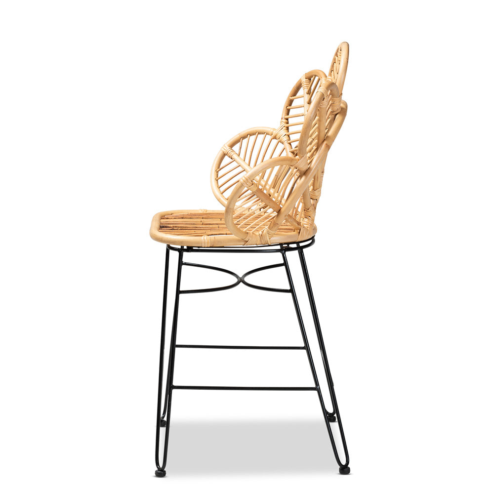 bali & pari - Garan Counter Stool in Natural Brown/Black - Leaf-Rattan-CS view 3