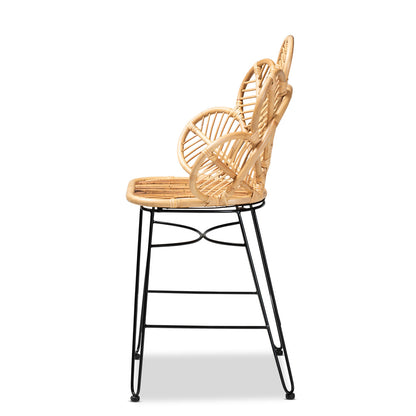 bali & pari - Garan Counter Stool in Natural Brown/Black - Leaf-Rattan-CS view 3