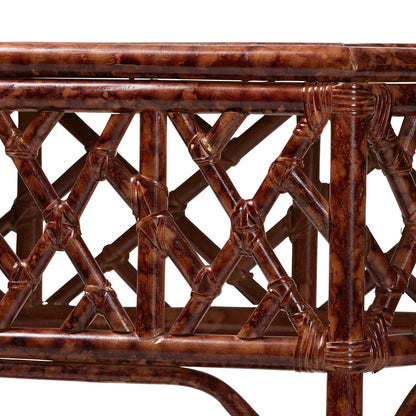 bali & pari - Gaspar Console Table in Marbled Tortoise Brown - Gaspar-Tortoise/Rattan-Half Moon-Console Table view 5
