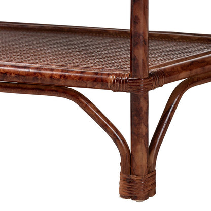 bali & pari - Gaspar Console Table in Marbled Tortoise Brown - Gaspar-Tortoise/Rattan-Half Moon-Console Table view 6