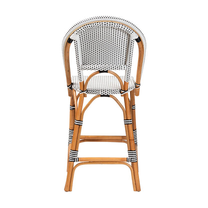 bali & pari - Genica Bar Stool in Black/White/Natural Rattan - DC613-Rattan-Black/White-BS No Arm view 4