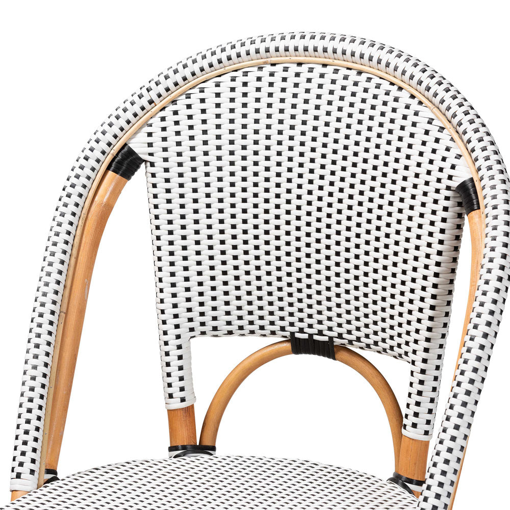 bali & pari - Genica Bar Stool in Black/White/Natural Rattan - DC613-Rattan-Black/White-BS No Arm view 5