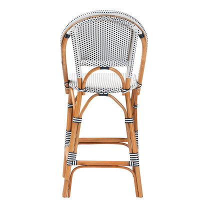 bali & pari - Genica Bar Stool in Navy Blue/White/Natural Rattan - DC613-Rattan-Navy/White-BS No Arm view 4