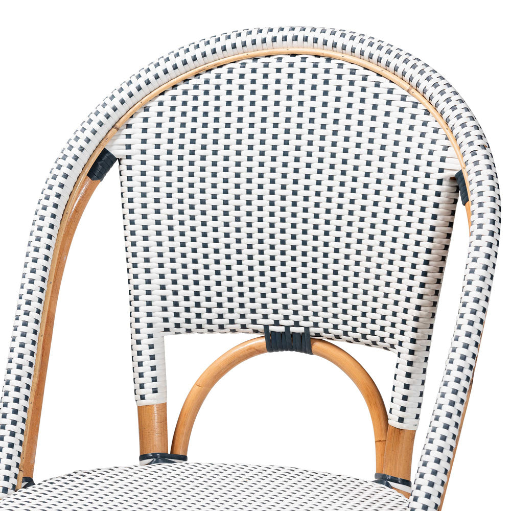 bali & pari - Genica Bar Stool in Navy Blue/White/Natural Rattan - DC613-Rattan-Navy/White-BS No Arm view 5