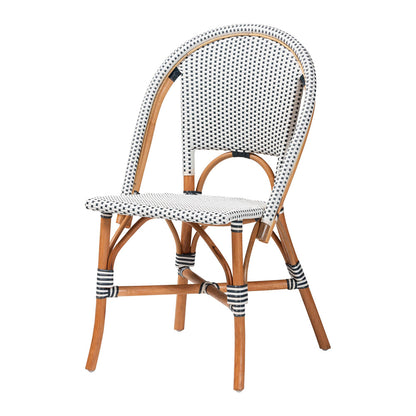 bali & pari - Genica Bistro Chair in Navy Blue/White/Natural Rattan - DC613-Rattan-Navy/White-DC No Arm view 1