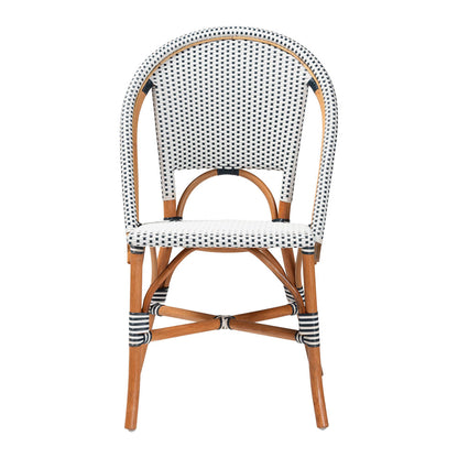 bali & pari - Genica Bistro Chair in Navy Blue/White/Natural Rattan - DC613-Rattan-Navy/White-DC No Arm view 2