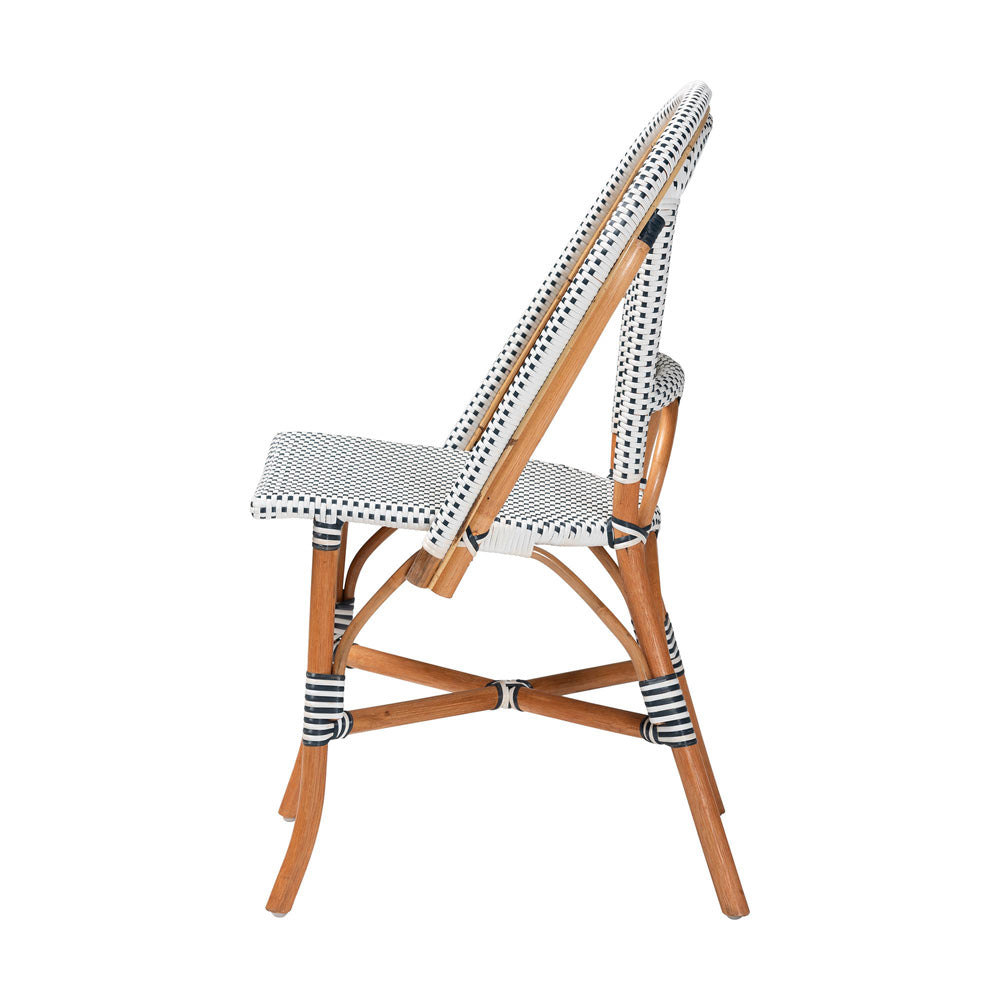 bali & pari - Genica Bistro Chair in Navy Blue/White/Natural Rattan - DC613-Rattan-Navy/White-DC No Arm view 3