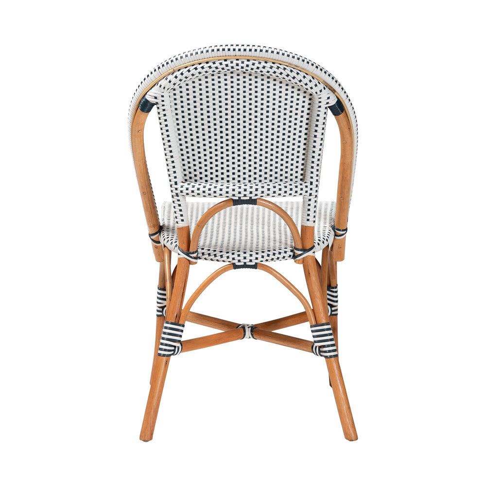 bali & pari - Genica Bistro Chair in Navy Blue/White/Natural Rattan - DC613-Rattan-Navy/White-DC No Arm view 4