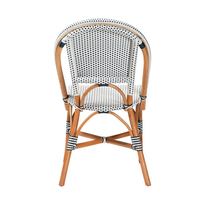 bali & pari - Genica Bistro Chair in Navy Blue/White/Natural Rattan - DC613-Rattan-Navy/White-DC No Arm view 4