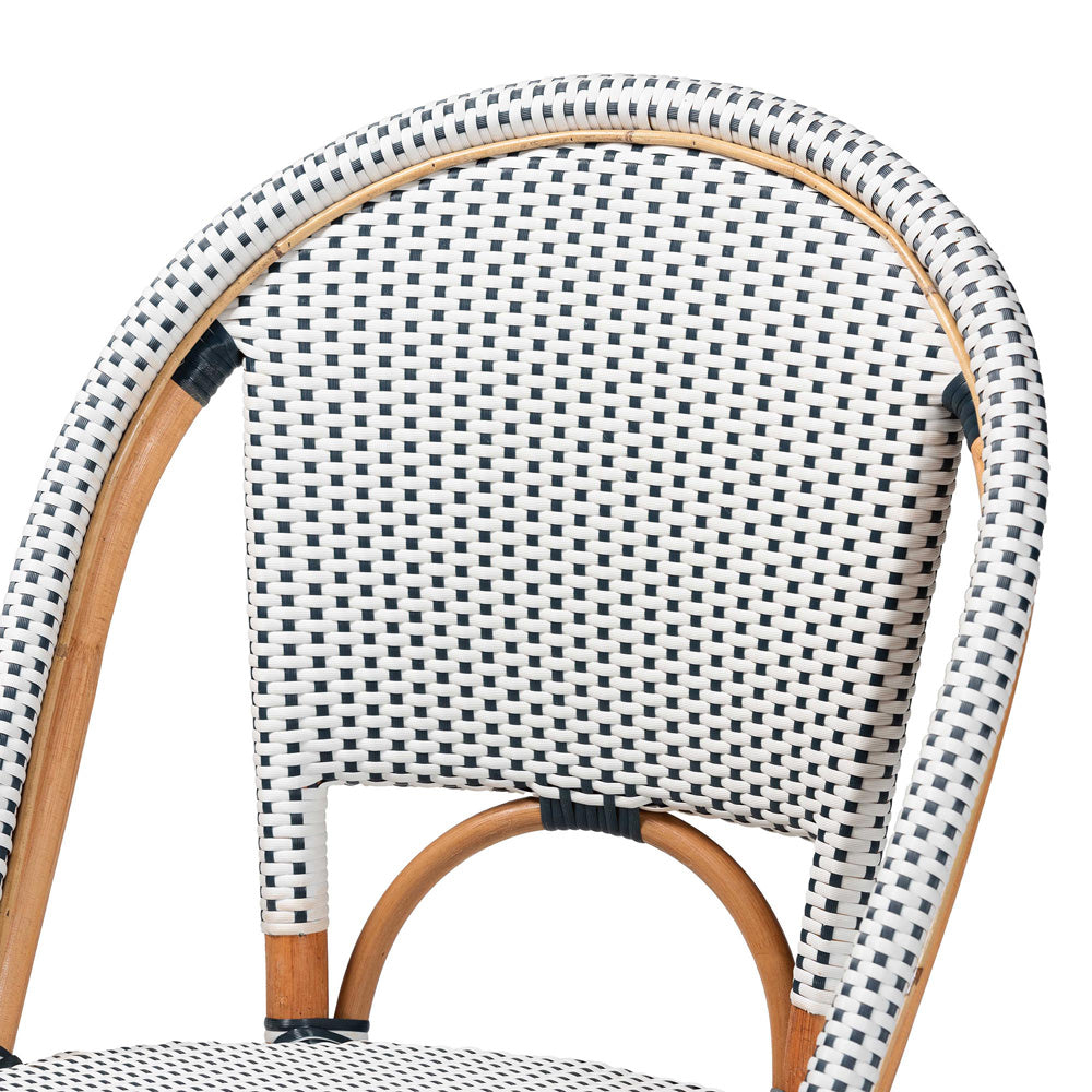 bali & pari - Genica Bistro Chair in Navy Blue/White/Natural Rattan - DC613-Rattan-Navy/White-DC No Arm view 5