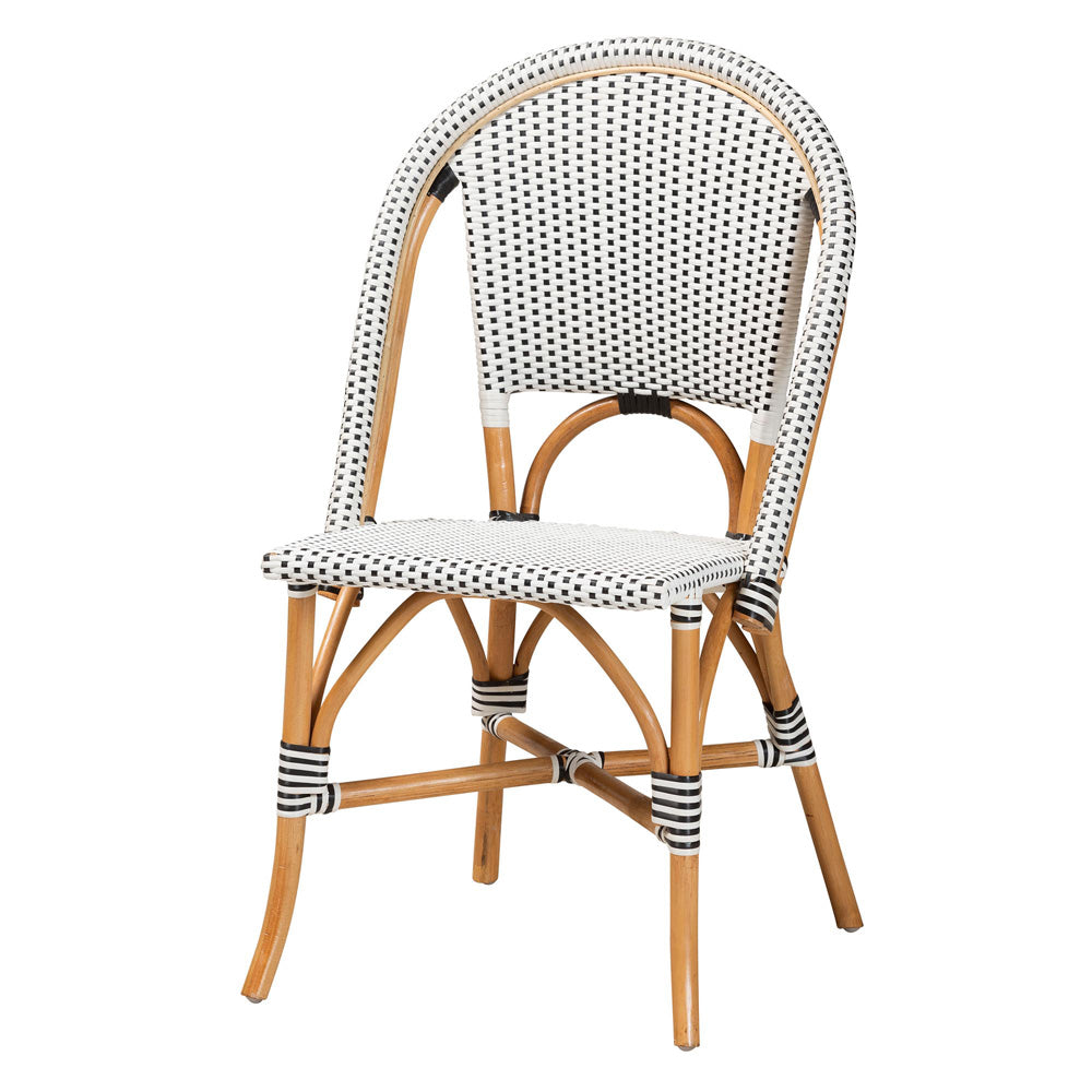 bali & pari - Genica Dining Chair in Black/White/Brown - DC613-Rattan-DC No Arm view 1