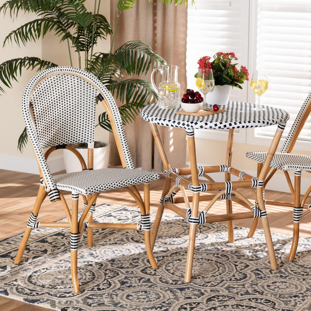 bali & pari - Genica Dining Chair in Black/White/Brown - DC613-Rattan-DC No Arm view 8