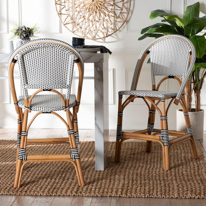 bali & pari - Genica Set of 2 Counter Stools in Black/White/Natural Rattan - DC613-Rattan-Black/White-CS No Arm view 7