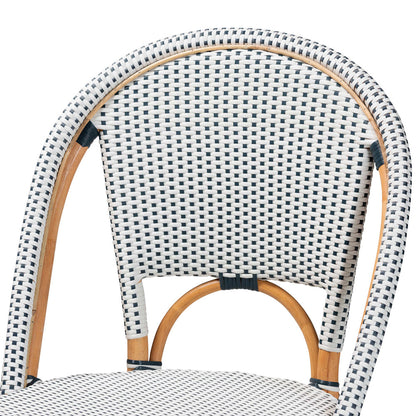 bali & pari - Genica Set of 2 Counter Stools in Navy Blue/White/Natural Rattan - DC613-Rattan-Navy/White-CS No Arm view 4