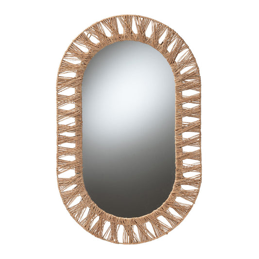 bali & pari - Geona Mirror in Natural Brown - F232-FT28-Jute-Mirror view 1