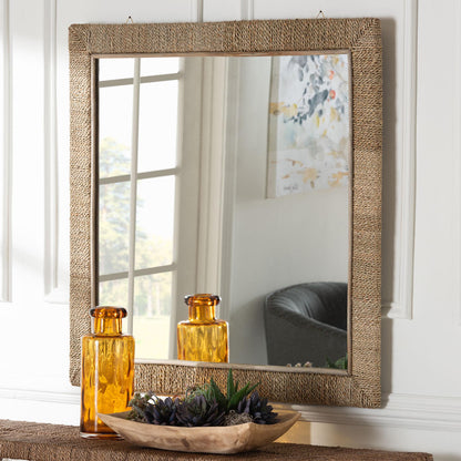 bali & pari - Geralyn Mirror in Natural Seagrass - WS096-Natural Rattan-Mirror view 3
