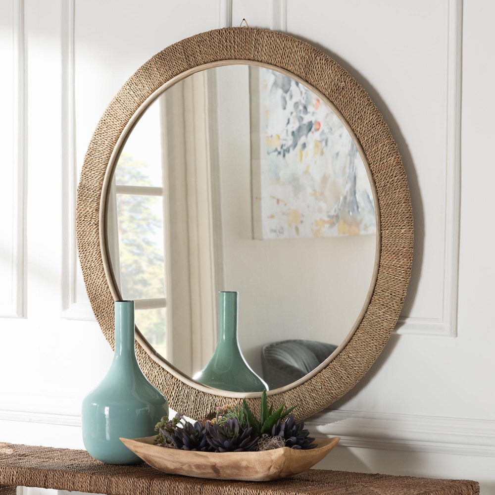 bali & pari - Geralyn Mirror in Natural Seagrass - WS097-Natural Rattan-Mirror view 3
