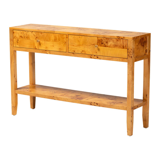 bali & pari - Ghina Console Table in Light Mappa Burl - SVN-1518-Natural Burl Op1-Ghina-Console Table view 1