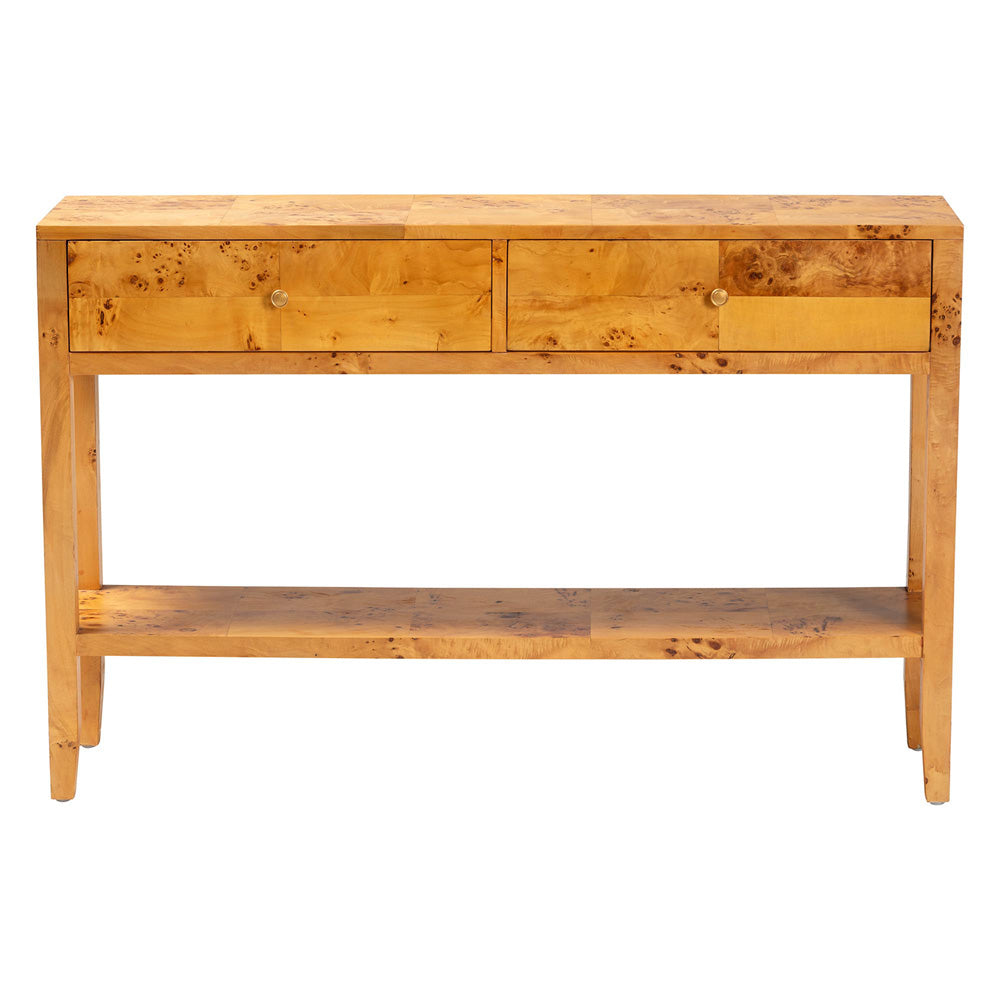 bali & pari - Ghina Console Table in Light Mappa Burl - SVN-1518-Natural Burl Op1-Ghina-Console Table view 3