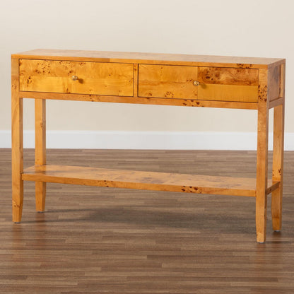 bali & pari - Ghina Console Table in Light Mappa Burl - SVN-1518-Natural Burl Op1-Ghina-Console Table view 9